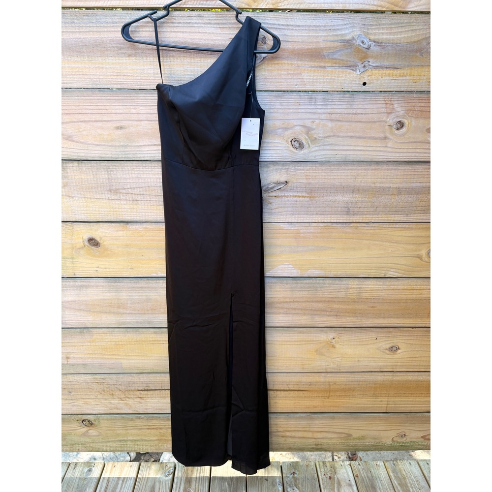 Birdy Grey Kira Matte Satin One Shoulder Maxi Dress Black XS BG169BK0001001 - Picture 3 of 12